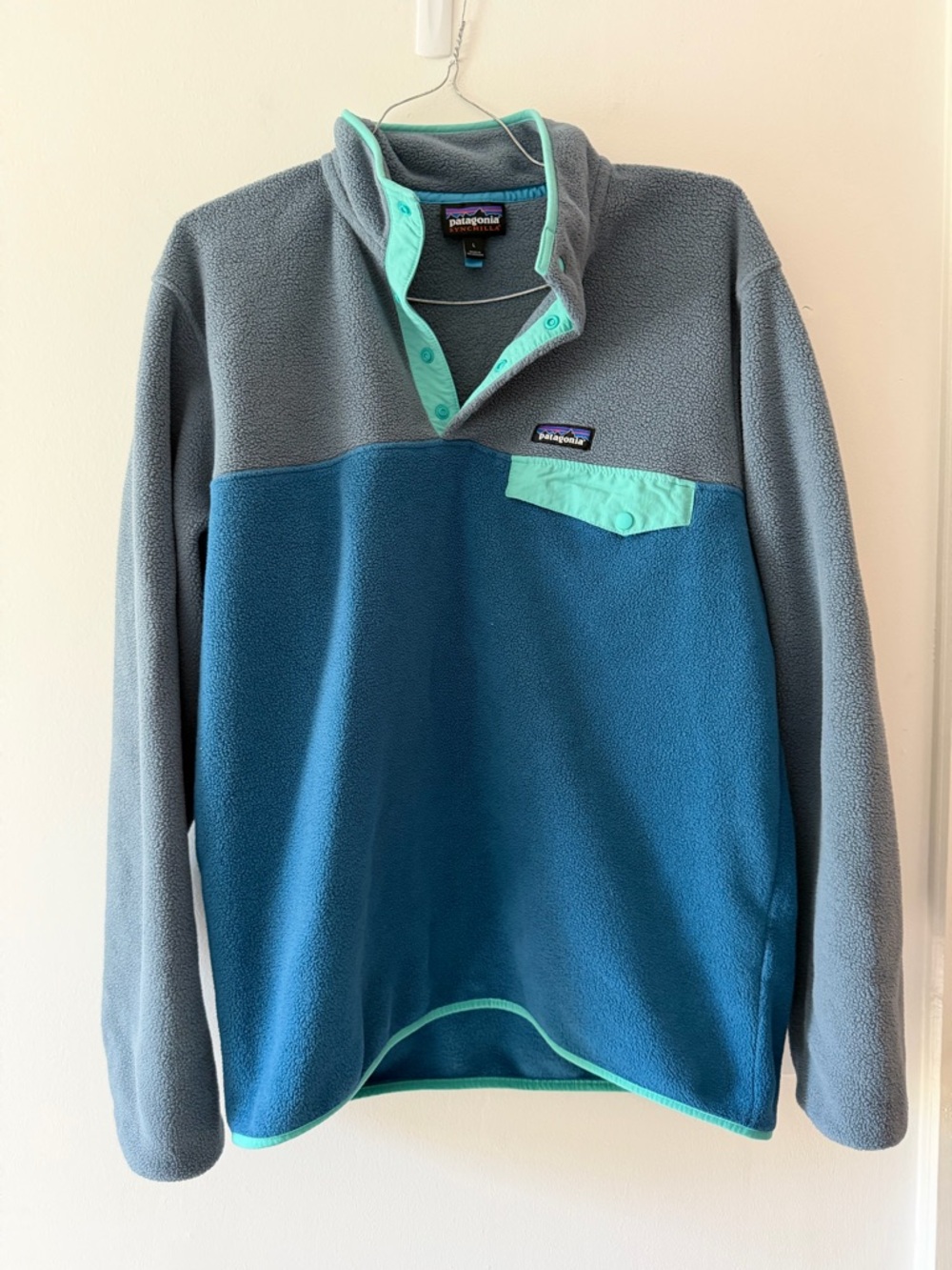Patagonia Men’s Lightweight Synchilla Snap-T Fleece Pullover in Wavy Blue Large - Picture 2 of 14